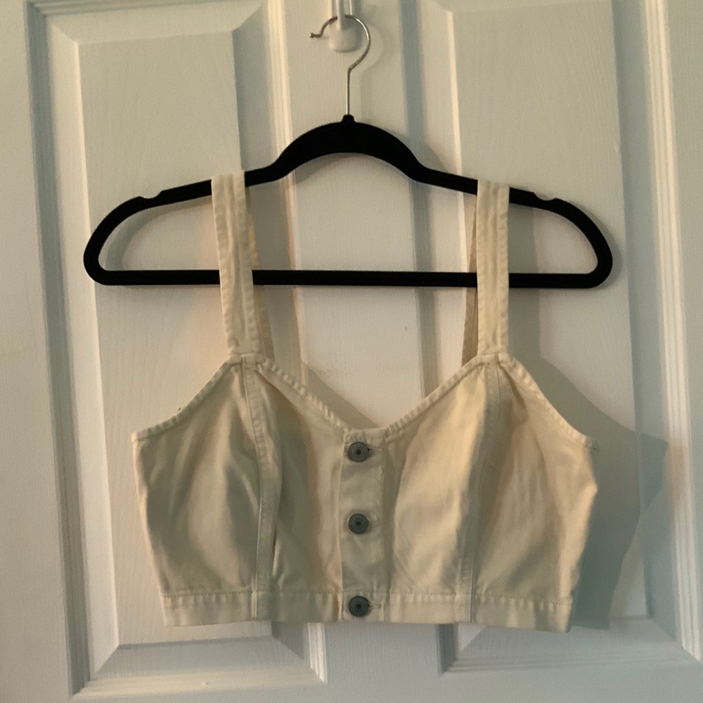 American Eagle Off-White Denim Bra Top